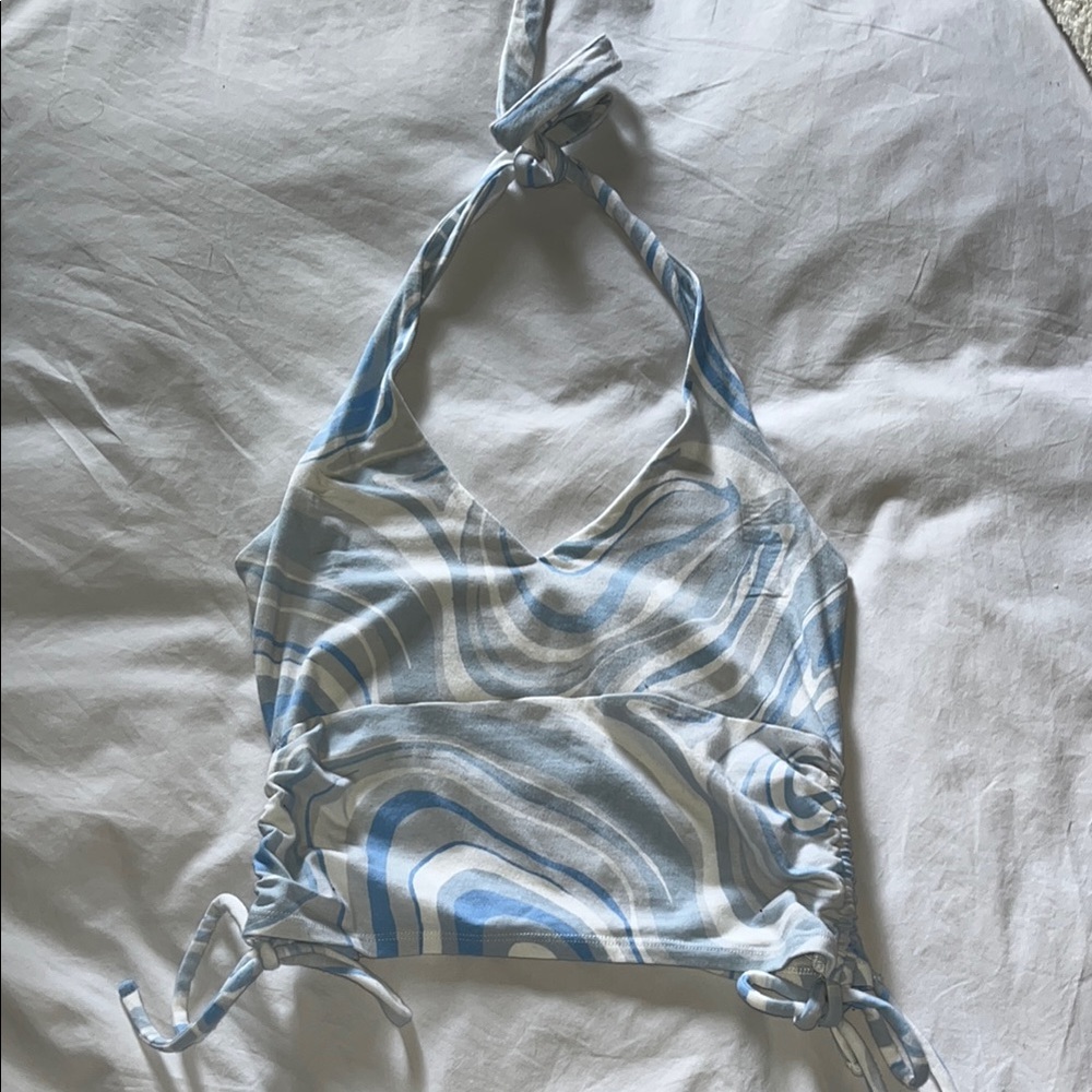 Blue and White Halter Top